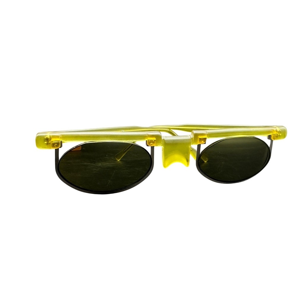 Vintage 90s Tatto-O 2Com Sunglasses Avant Garde Lime Green German Eyewear Mens